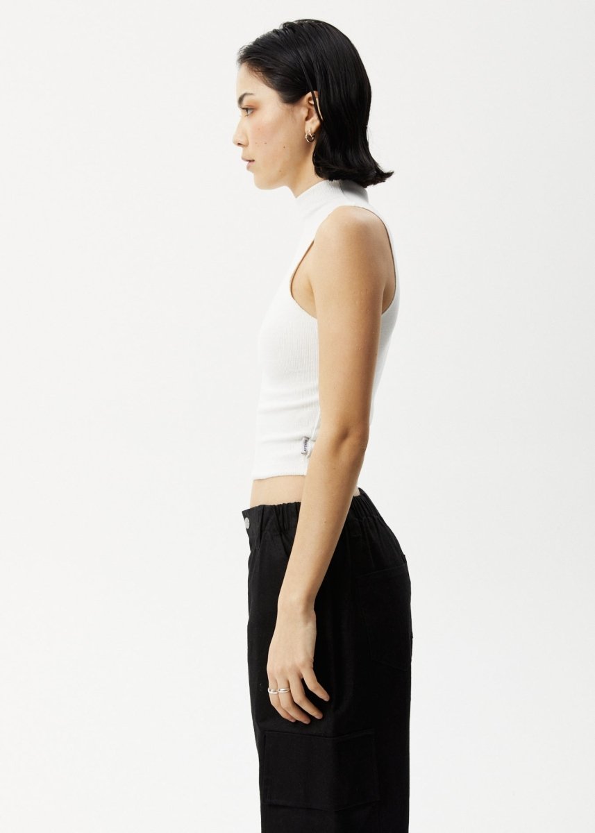 Afends Iconic - Hemp Ribbed High Neck Tank - Off White#Womens Tops - SleevelessAfends