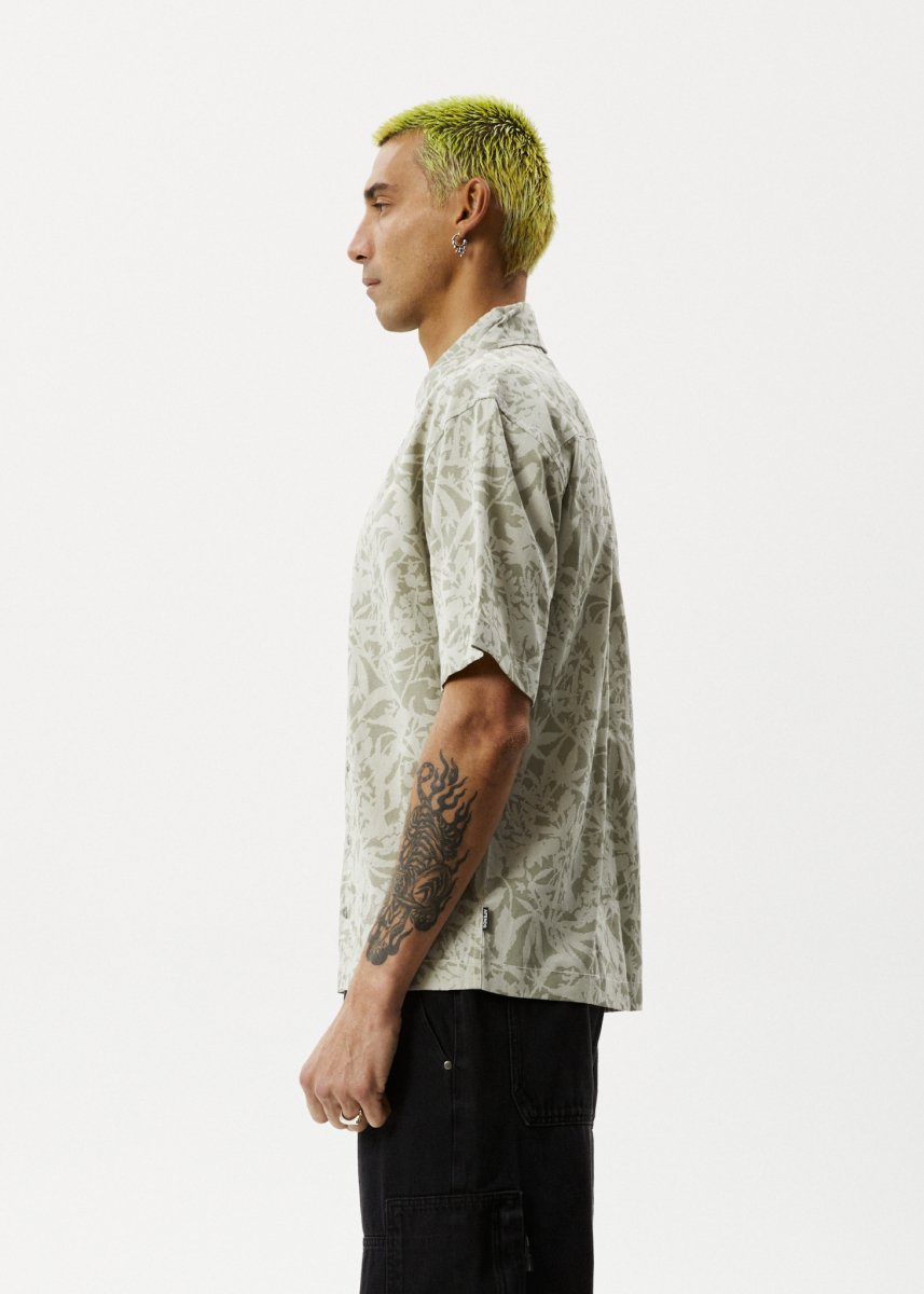 Afends Mens Bouquet - Short Sleeve Shirt - Olive Floral#Mens Tops - Dress ShirtsAfends