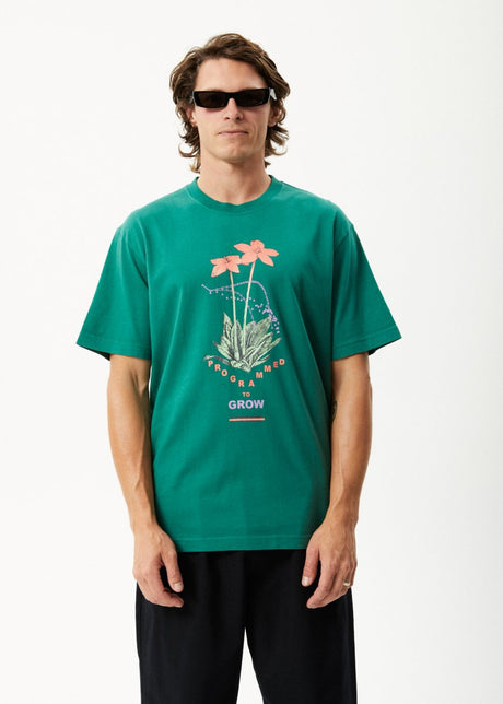 Afends Mens Communication - Retro Graphic T-Shirt - Emerald#Mens Tops - T-ShirtsAfends