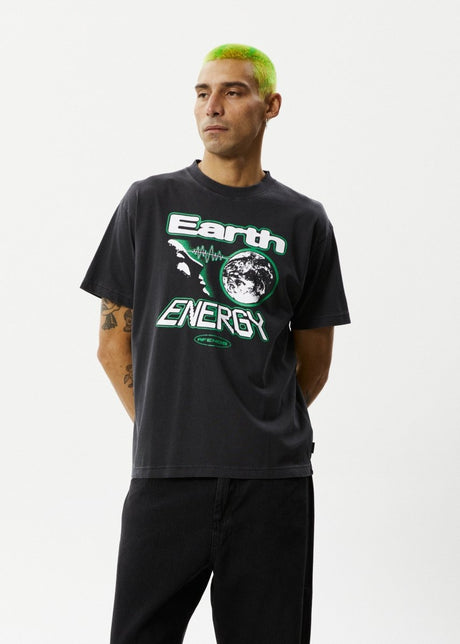 Afends Mens Earth Energy - Boxy Fit Tee - Stone Black#Mens Tops - T-ShirtsAfends