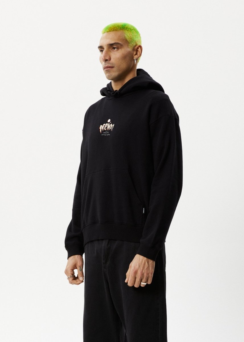 Afends Mens Enjoyment - Pull On Hood - Black#Mens Outer - Fleece & KnitAfends