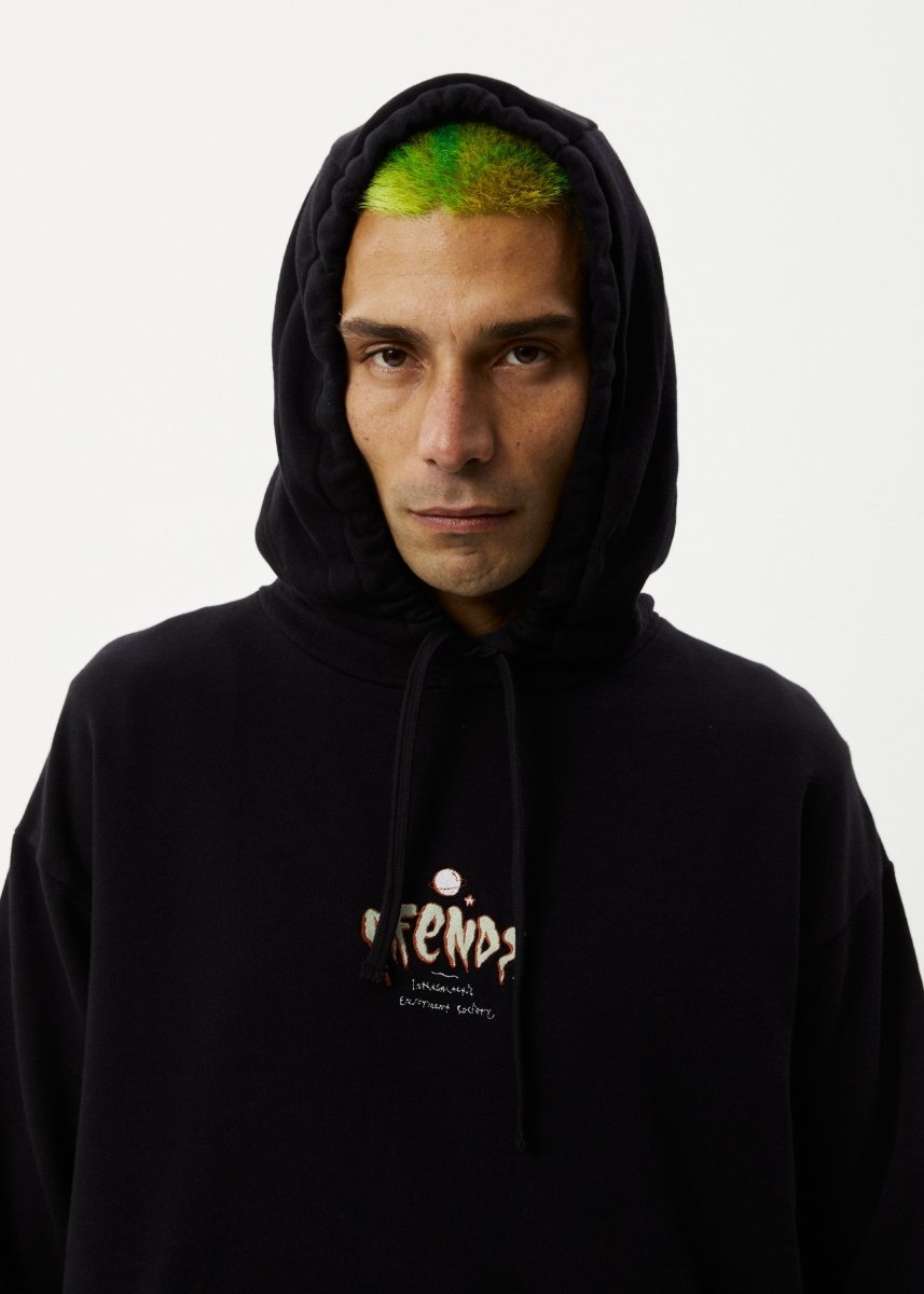 Afends Mens Enjoyment - Pull On Hood - Black#Mens Outer - Fleece & KnitAfends