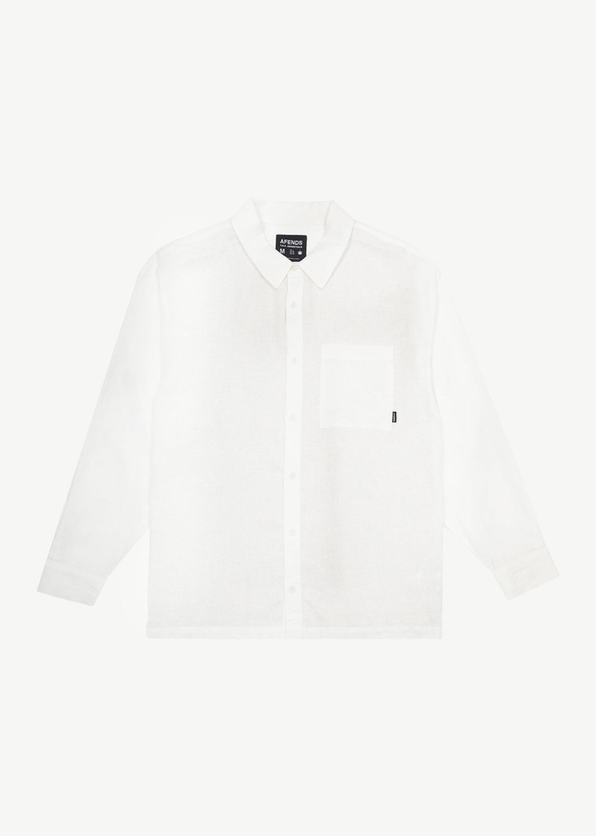 Afends Mens Everyday - Hemp Long Sleeve Shirt - White#Mens Tops - Dress ShirtsAfends