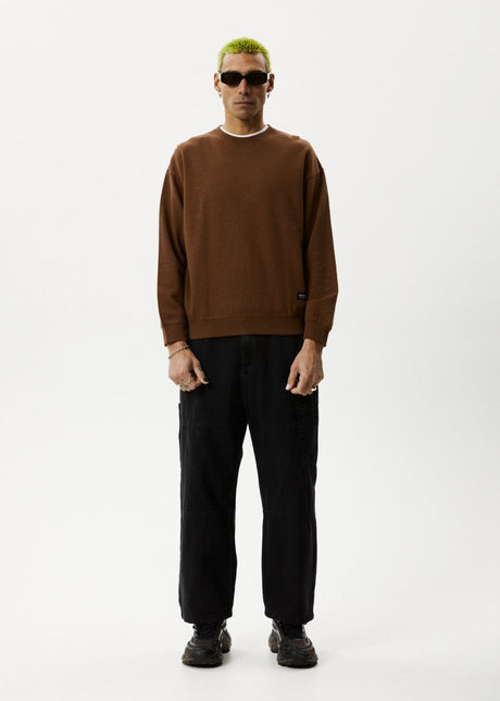 Afends Mens Indica - Hemp Crew Neck Jumper - Toffee#Mens Outer - Fleece & KnitAfends