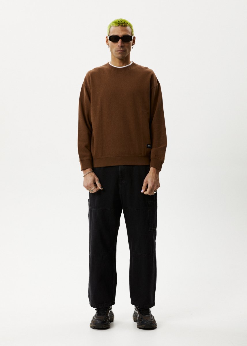 Afends Mens Indica - Hemp Crew Neck Jumper - Toffee#Mens Outer - Fleece & KnitAfends