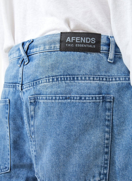 Afends Mens Lil C - Hemp Denim Baggy Shorts - Worn Blue#Mens Shorts - WalkshortsAfends