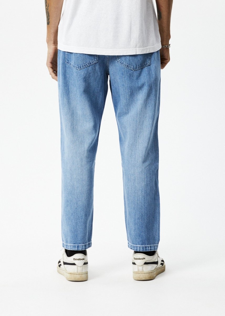 Afends Mens Ninety Twos - Hemp Denim Relaxed Jeans - Worn Blue#Mens Bottoms - JeansAfends