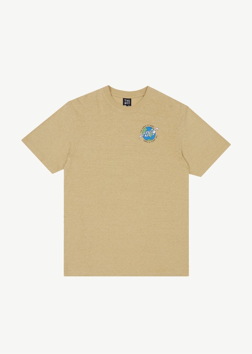 Afends Mens Orbital - Retro Graphic T-Shirt - Camel#Mens Tops - T-ShirtsAfends