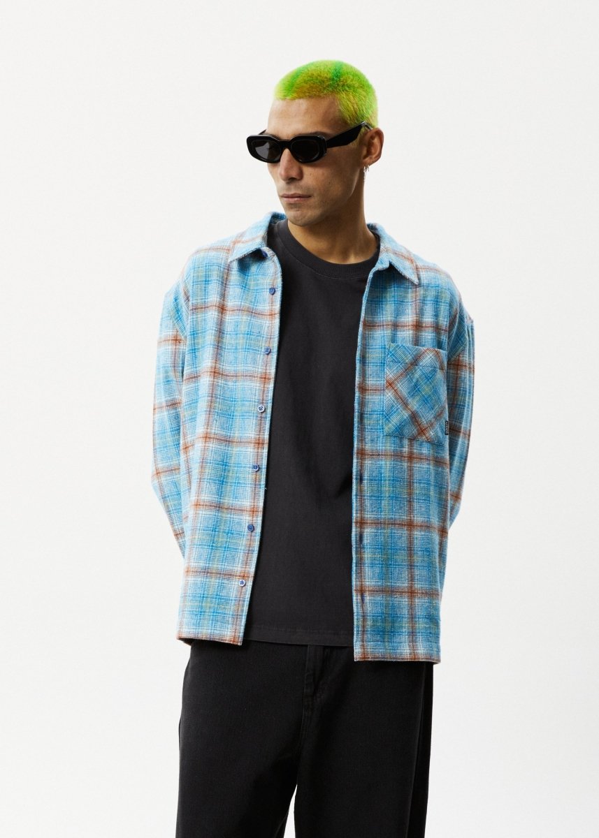 Afends Mens Position - Flannel Shirt - Lake Check#Mens Tops - Dress ShirtsAfends