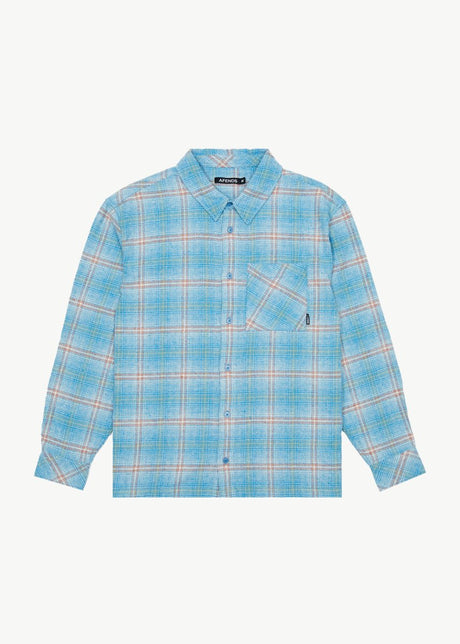 Afends Mens Position - Flannel Shirt - Lake Check#Mens Tops - Dress ShirtsAfends