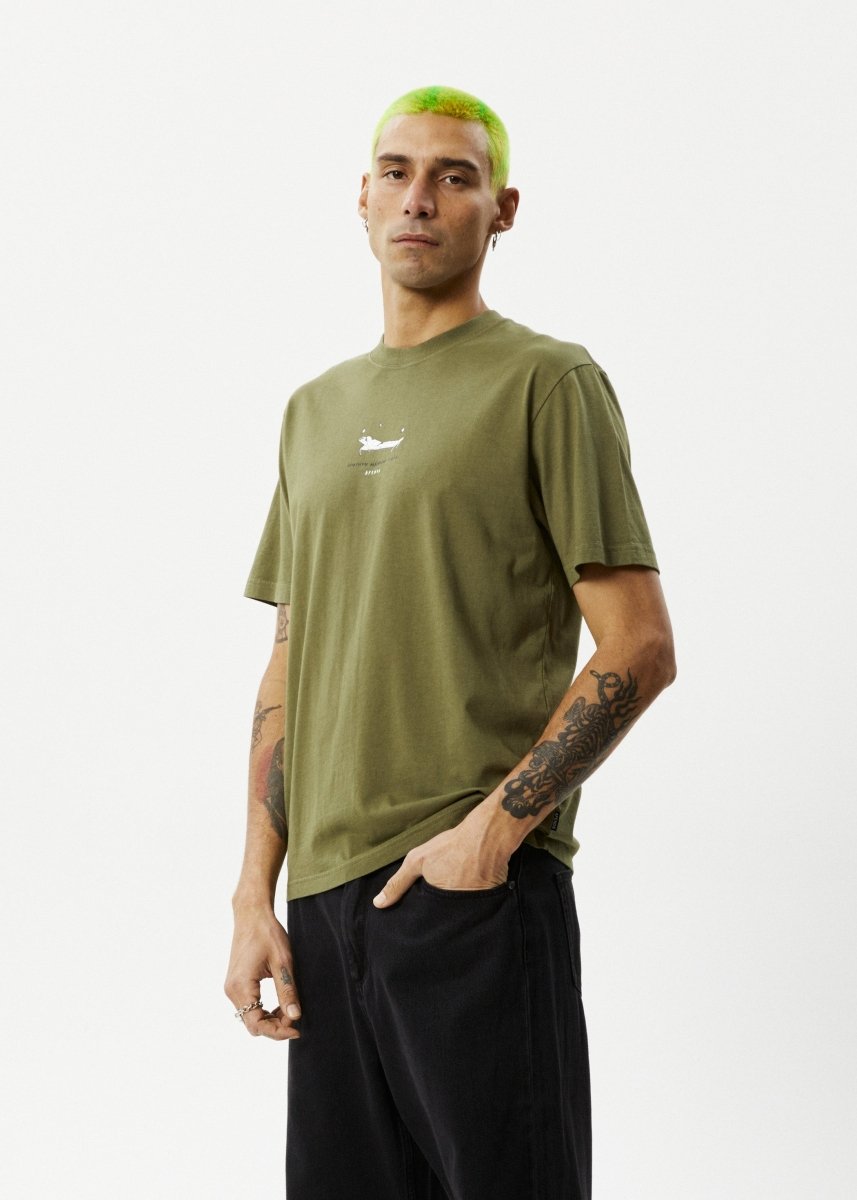 Afends Mens Relaxed - Retro Fit Tee - Military#Mens Tops - T-ShirtsAfends