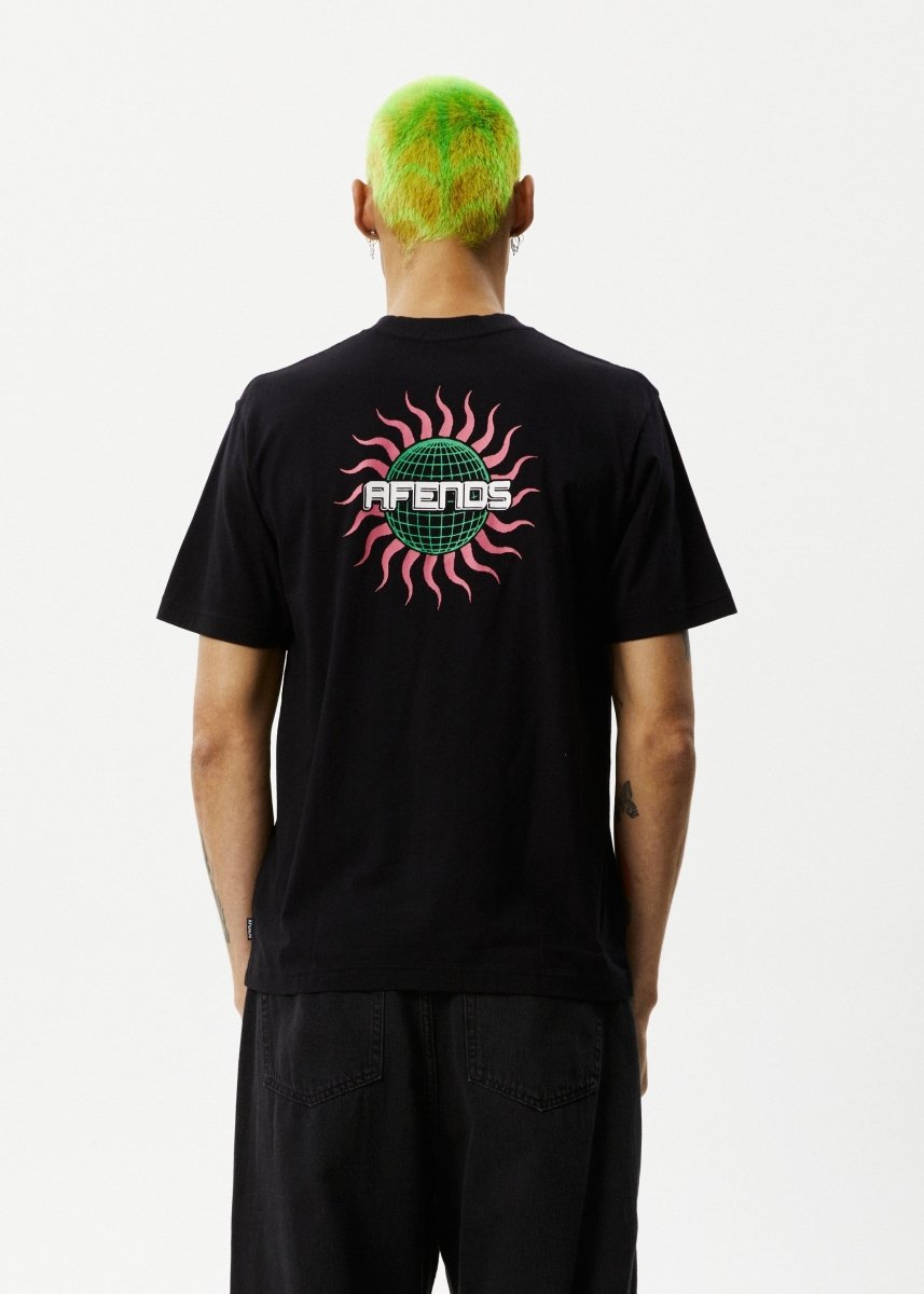 Afends Mens Solar Flare - Retro Fit Tee - Black#Mens Tops - T-ShirtsAfends