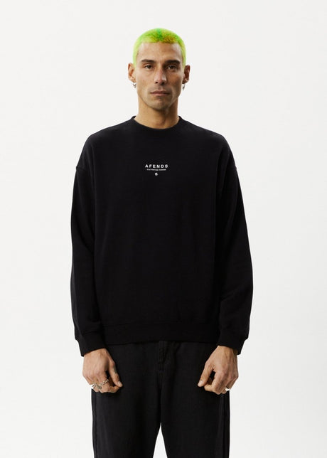 Afends Mens Space - Crew Neck - Black#Mens Outer - Fleece & KnitAfends