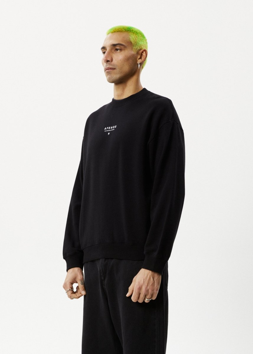 Afends Mens Space - Crew Neck - Black#Mens Outer - Fleece & KnitAfends