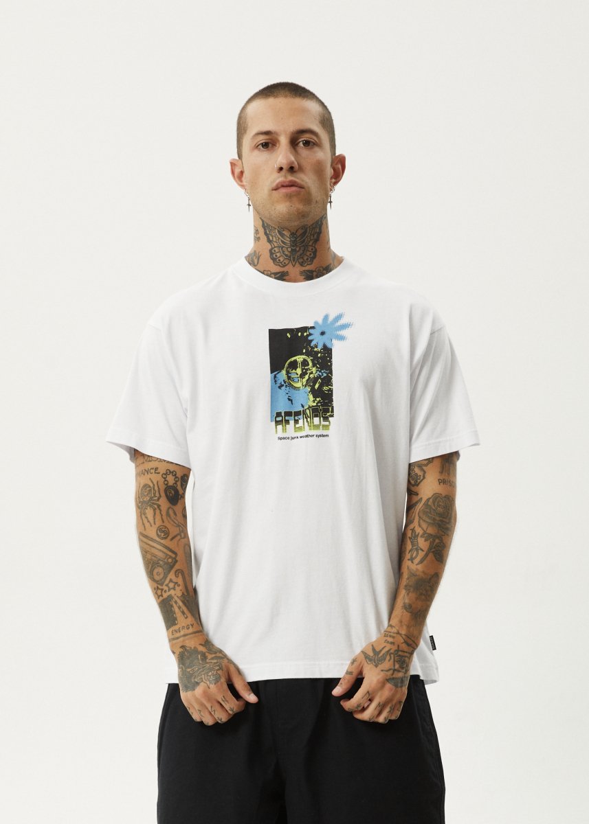 Afends Mens Space Junk - Boxy Fit Tee - White#Mens Tops - T-ShirtsAfends