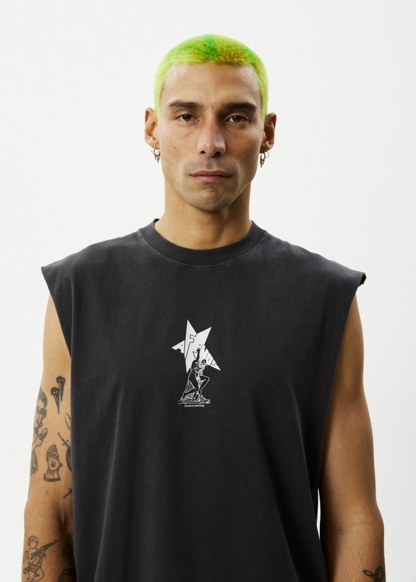 Afends Mens Statue - Sleeveless Tee - Stone Black#Mens Tops - SleevelessAfends