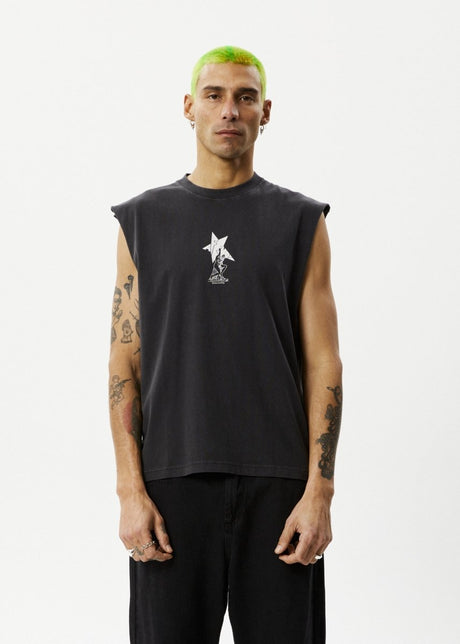 Afends Mens Statue - Sleeveless Tee - Stone Black#Mens Tops - SleevelessAfends