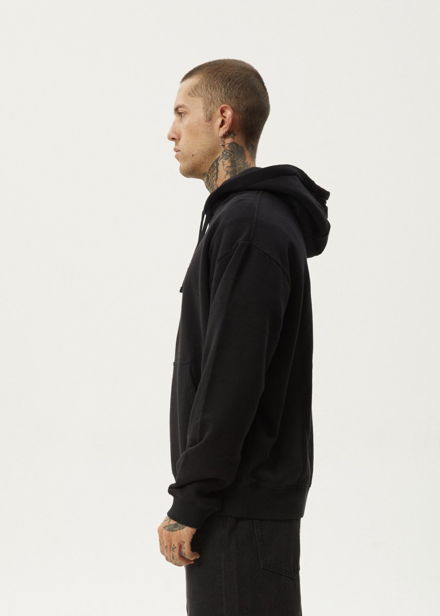 Afends Mens Thrown Out - Pull On Hood - Black#Mens Outer - Fleece & KnitAfends