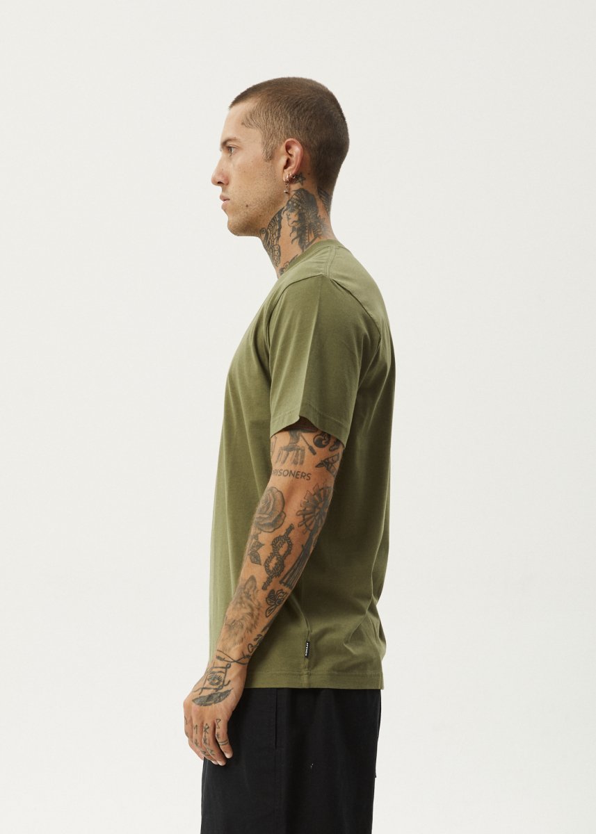 Afends Mens Thrown Out - Retro Fit Tee - Military#Mens Tops - T-ShirtsAfends