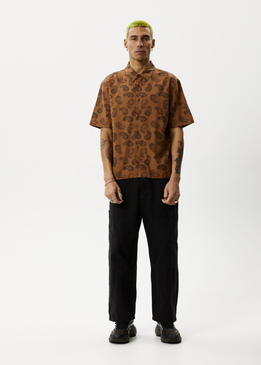 Afends Mens Tradition - Paisley Short Sleeve Shirt - Toffee#Mens Tops - Dress ShirtsAfends