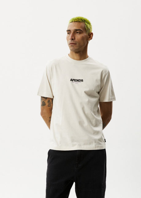 Afends Mens Vinyl - Retro Logo T-Shirt - Moonbeam#Mens Tops - T-ShirtsAfends