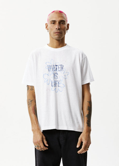 Afends Mens Waterfall - Boxy Graphic T-Shirt - White#Mens Tops - T-ShirtsAfends