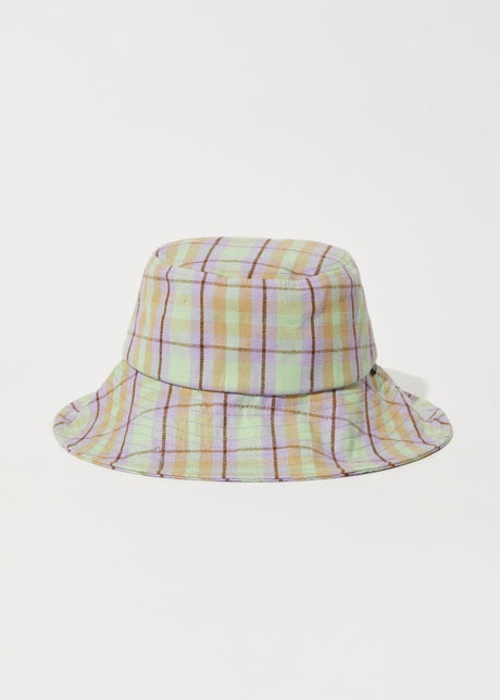 Afends Unisex Kali - Wide Brim Hat - Pistachio Check#Accessories - HeadwearAfends