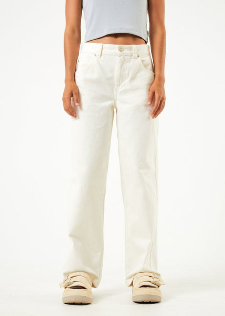 Afends Womens Bella - Organic Denim Baggy Jeans - Off White#Womens Bottoms - JeansAfends