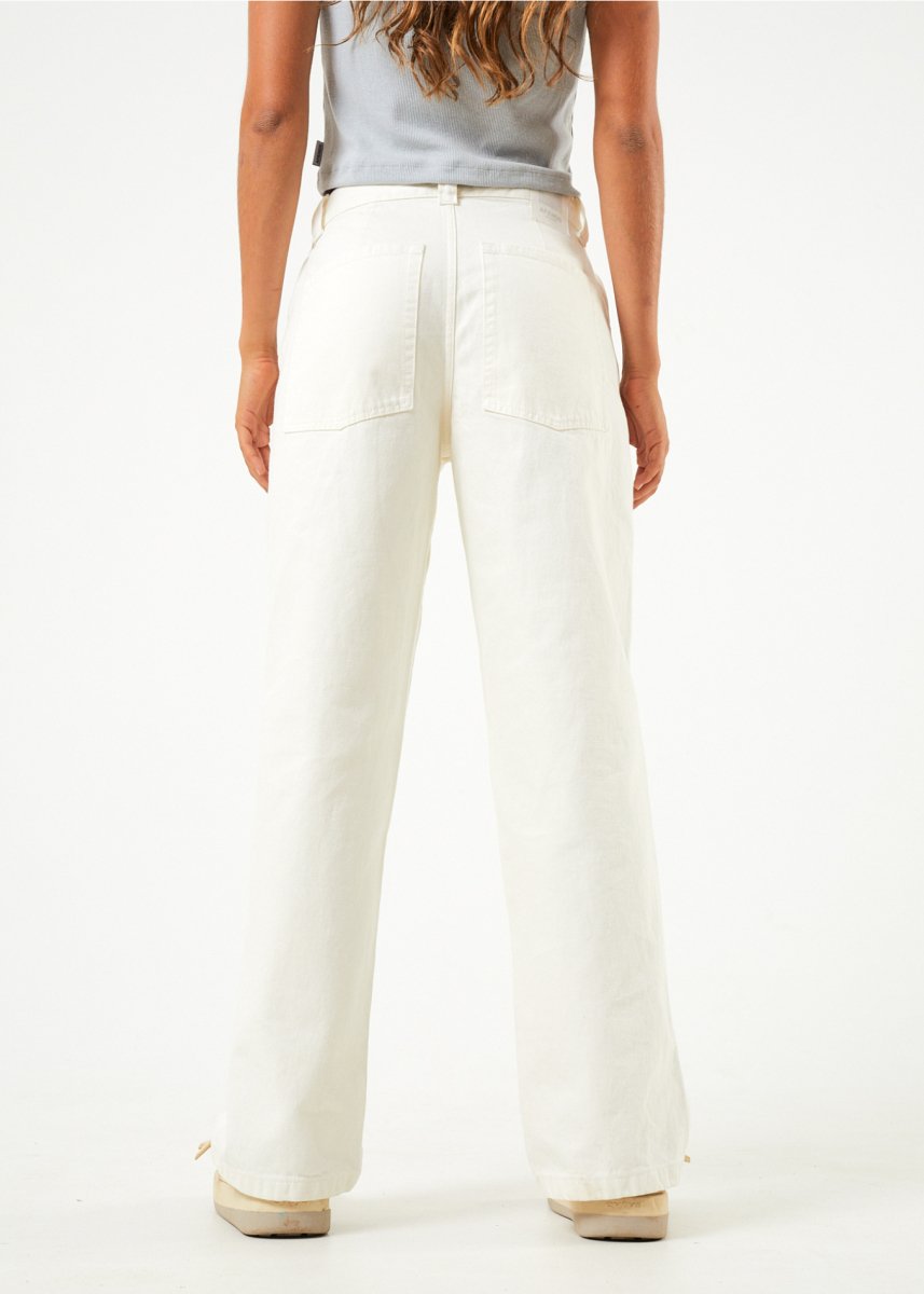 Afends Womens Bella - Organic Denim Baggy Jeans - Off White#Womens Bottoms - JeansAfends