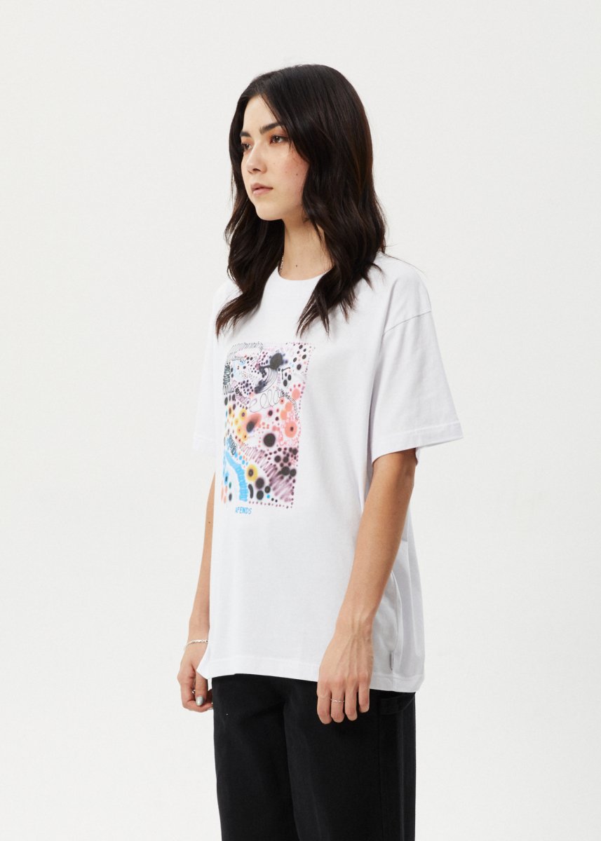 Afends Womens Benedict - Oversized Tee - White#Womens Tops - T-ShirtsAfends