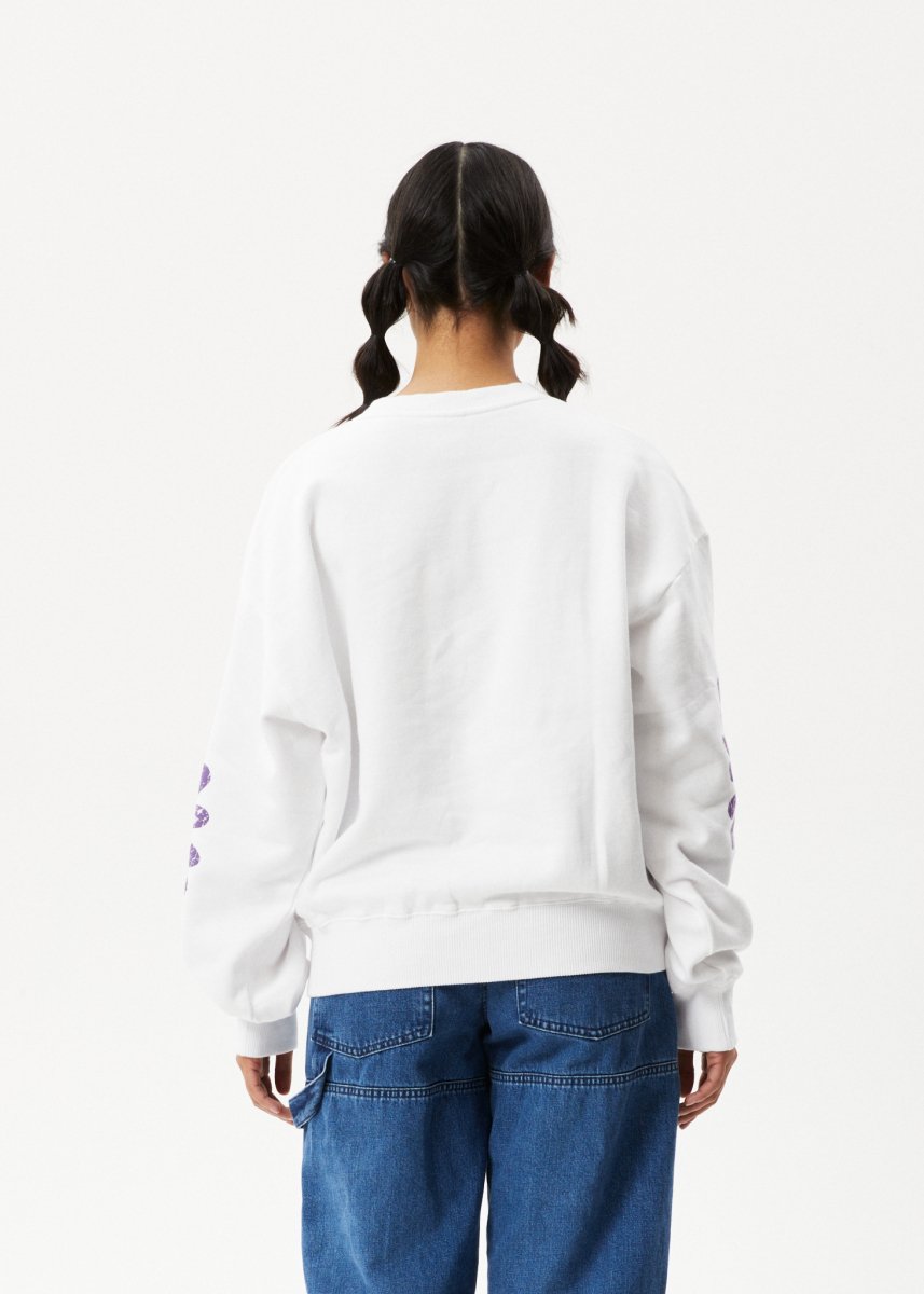 Afends Womens Daisy - Crew Neck Jumper - White#Womens Outer - Fleece & KnitAfends