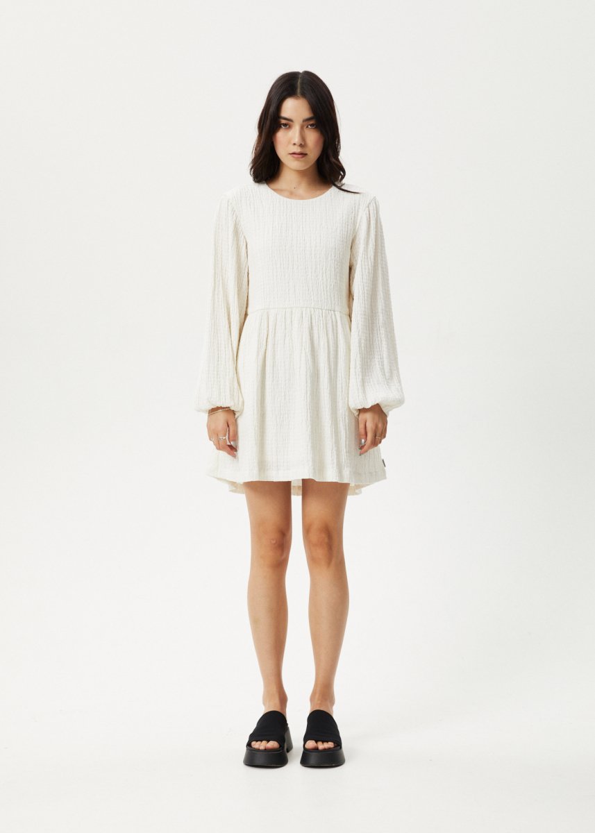 Afends Womens Focus - Seersucker Mini Dress - White#Womens Dress - DressesAfends