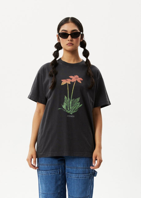 Afends Womens Intergalactic Slay - Oversized Graphic T-Shirt - Stone Black#Womens Tops - T-ShirtsAfends