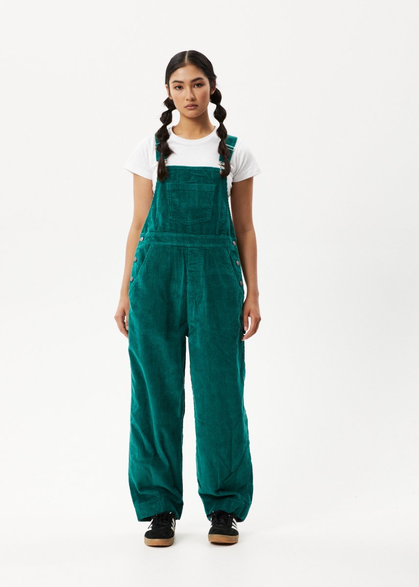 Afends Womens Louis - Corduroy Baggy Overalls - Emerald#Womens Dress - PlaysuitsAfends