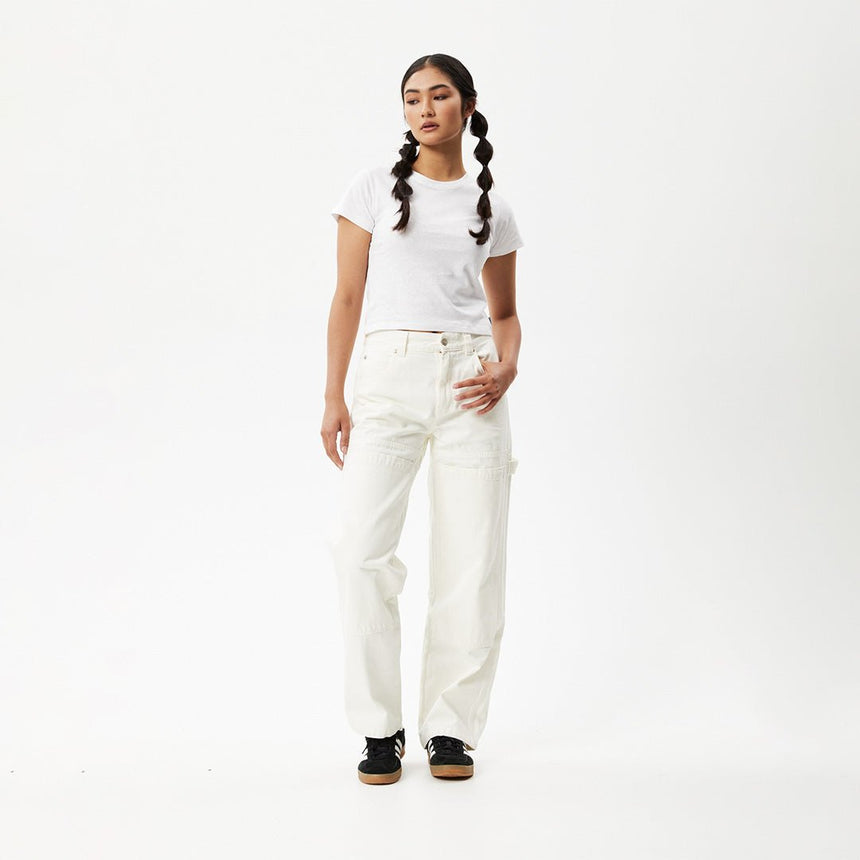 Afends Womens Moss - Organic Denim Carpenter Jeans - Off White#Womens Bottoms - JeansAfends