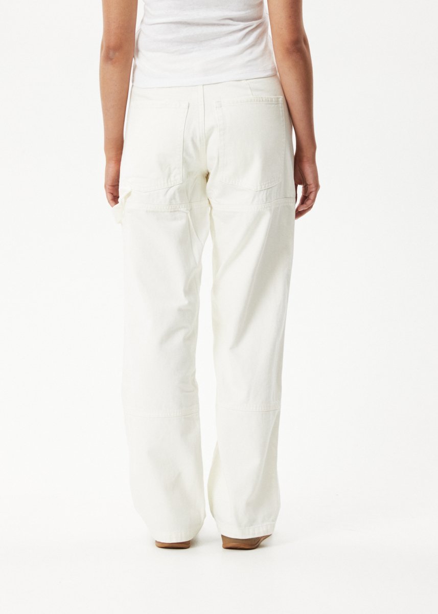 Afends Womens Moss - Organic Denim Carpenter Jeans - Off White#Womens Bottoms - JeansAfends