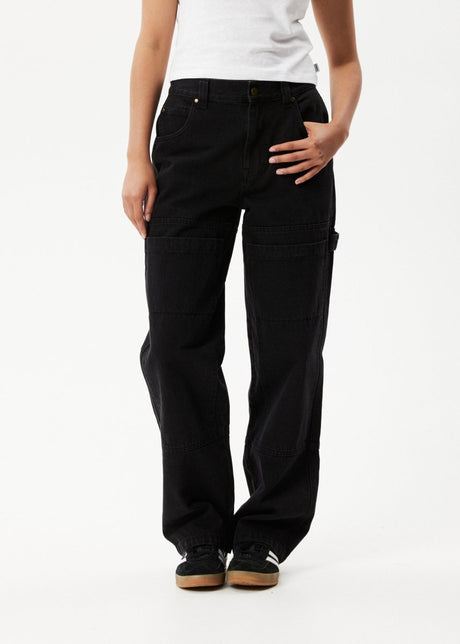 Afends Womens Moss - Organic Denim Carpenter Jeans - Washed Black#Womens Bottoms - JeansAfends