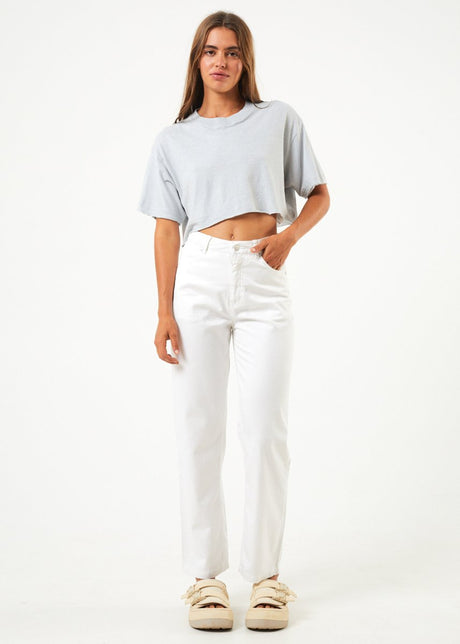 Afends Womens Shelby - Hemp Wide Leg Pants - White#Womens Bottoms - PantsAfends