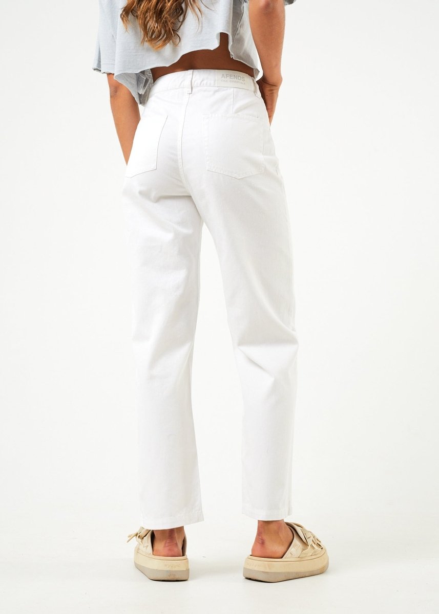 Afends Womens Shelby - Hemp Wide Leg Pants - White#Womens Bottoms - PantsAfends