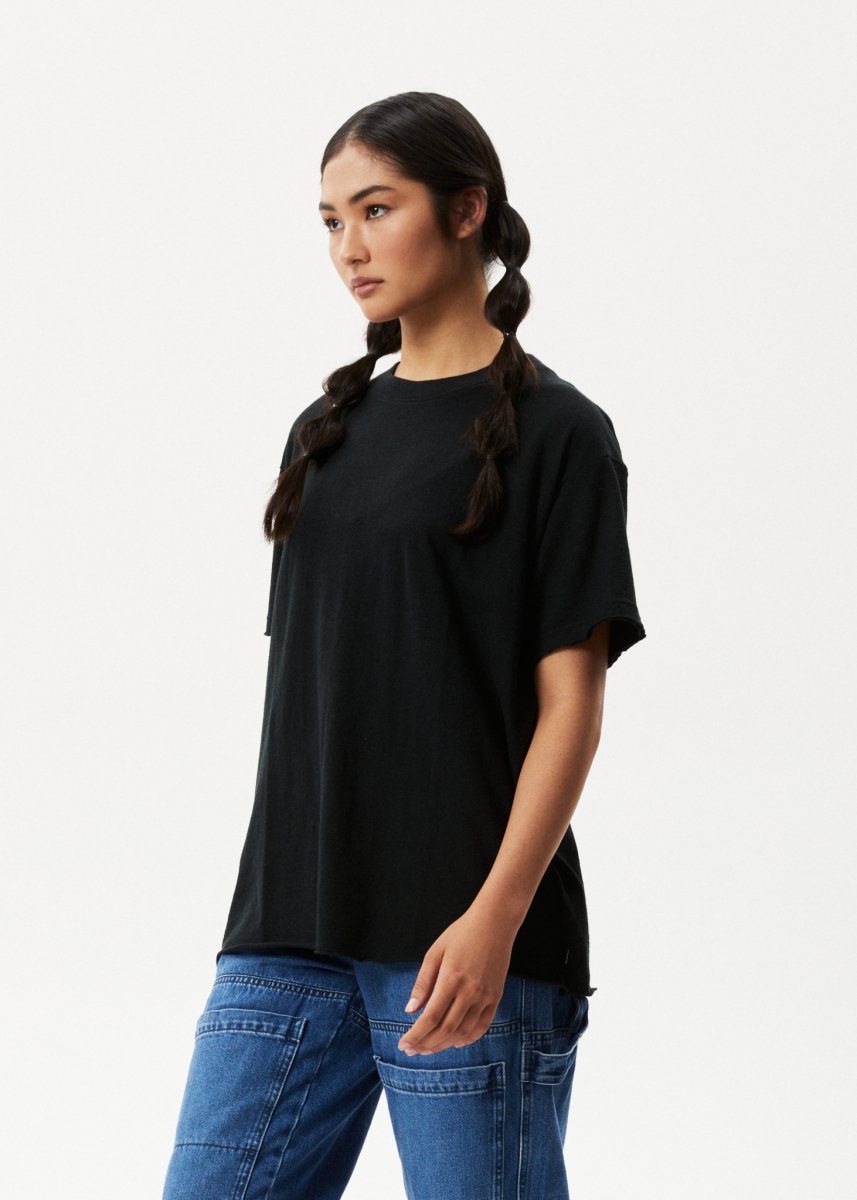 Afends Womens Slay - Hemp Oversized T-Shirt - Black#Womens Tops - T-ShirtsAfends