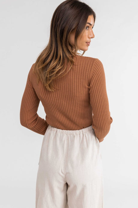 Classic Knit Top Manches Longues Femme#DébardeursRhythm