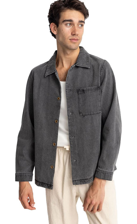 Denim Ls Chemise Chemise Jean Manches Longues Homme#ChemisesRhythm