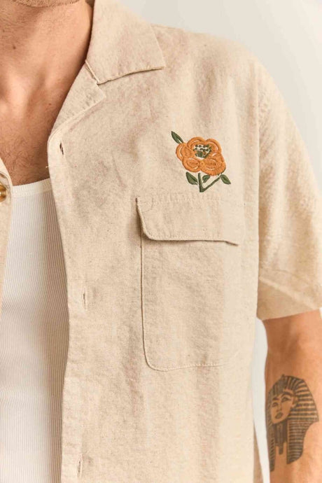 Embroidered Seersucker Ss Chemise Homme#ChemisesRhythm