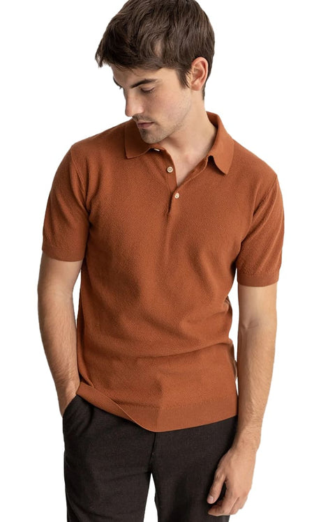Textured Knit Polo Homme#Tee ShirtsRhythm