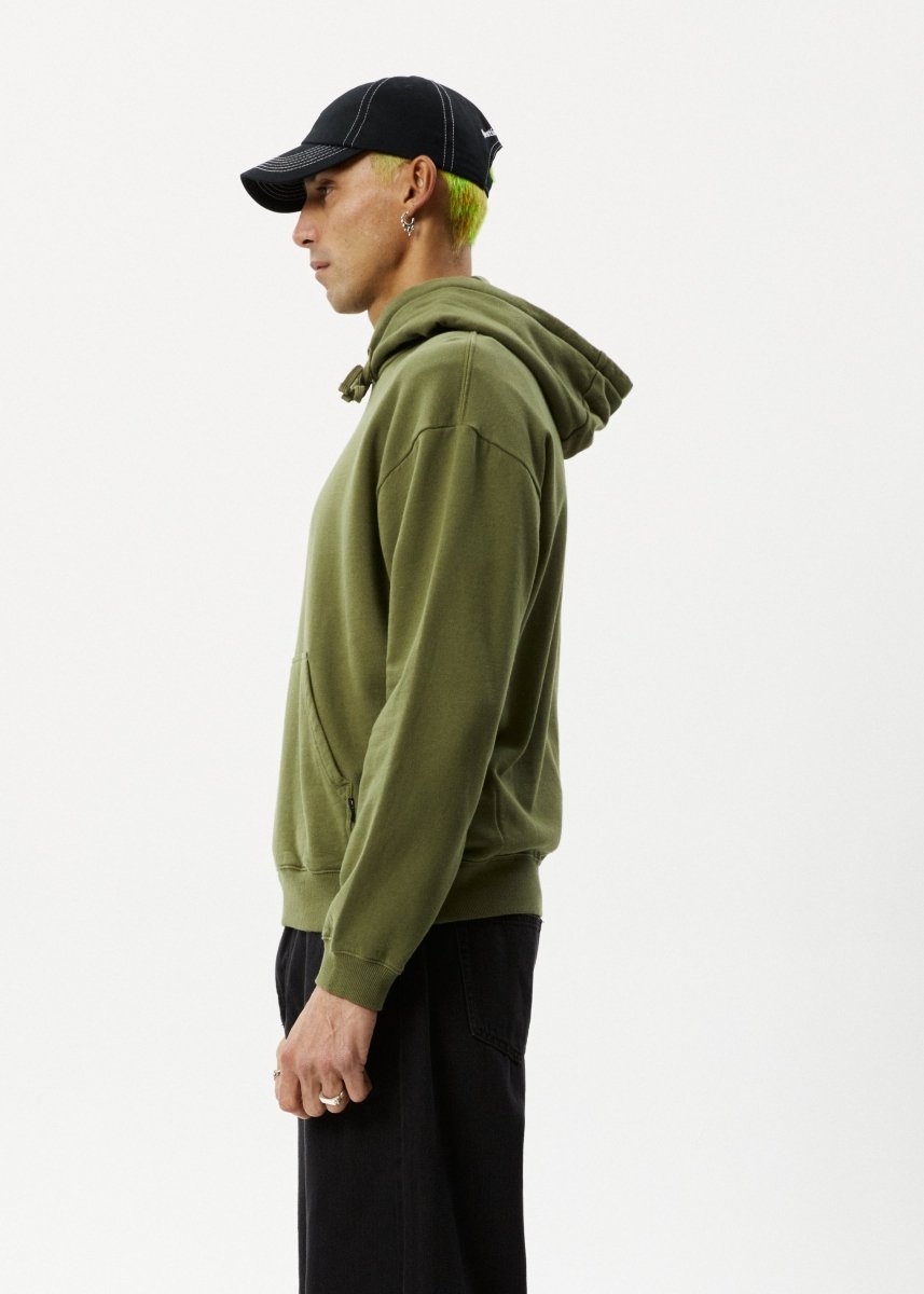 Afends Mens Enjoyment - Pull On Hood - Military#Mens Outer - Fleece & KnitAfends