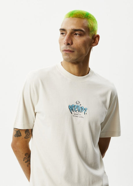 Afends Mens Enjoyment - Retro Fit Tee - Moonbeam#Mens Tops - T-ShirtsAfends