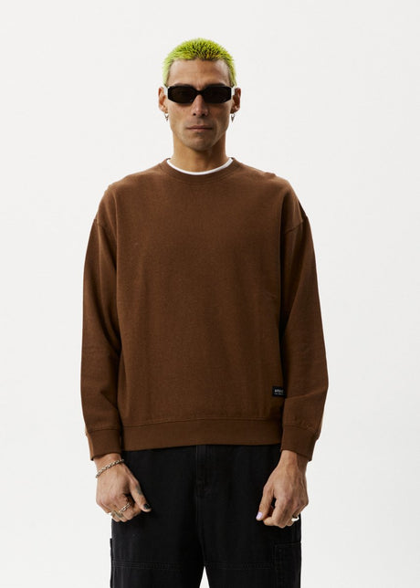 Afends Mens Indica - Hemp Crew Neck Jumper - Toffee#Mens Outer - Fleece & KnitAfends