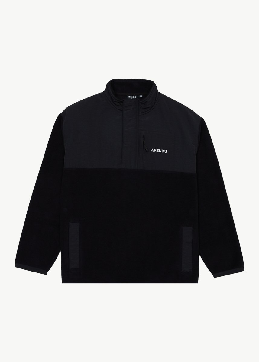 Afends Mens Message - Fleece Pullover - Black#Mens Outer - JacketsAfends