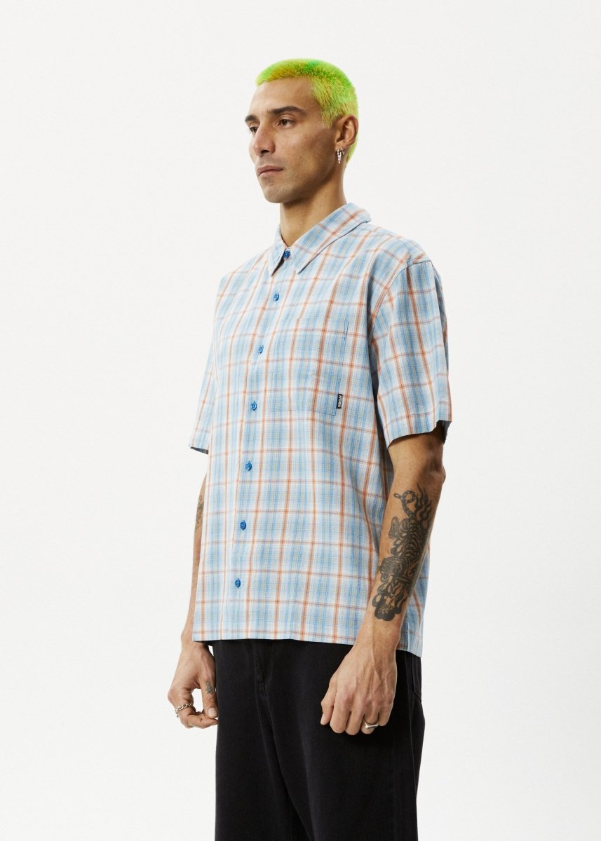 Afends Mens Position - Short Sleeve Shirt - Lake Check#Mens Tops - Dress ShirtsAfends