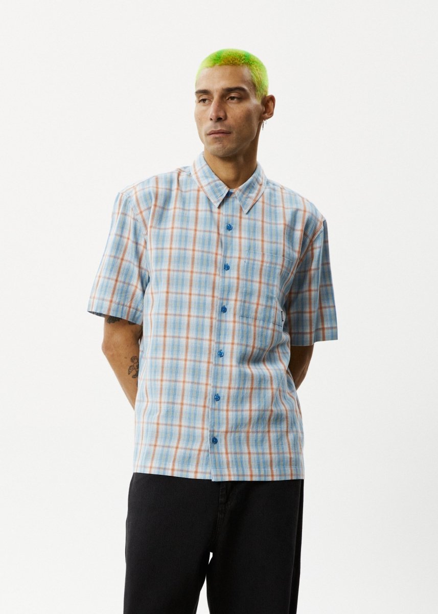 Afends Mens Position - Short Sleeve Shirt - Lake Check#Mens Tops - Dress ShirtsAfends